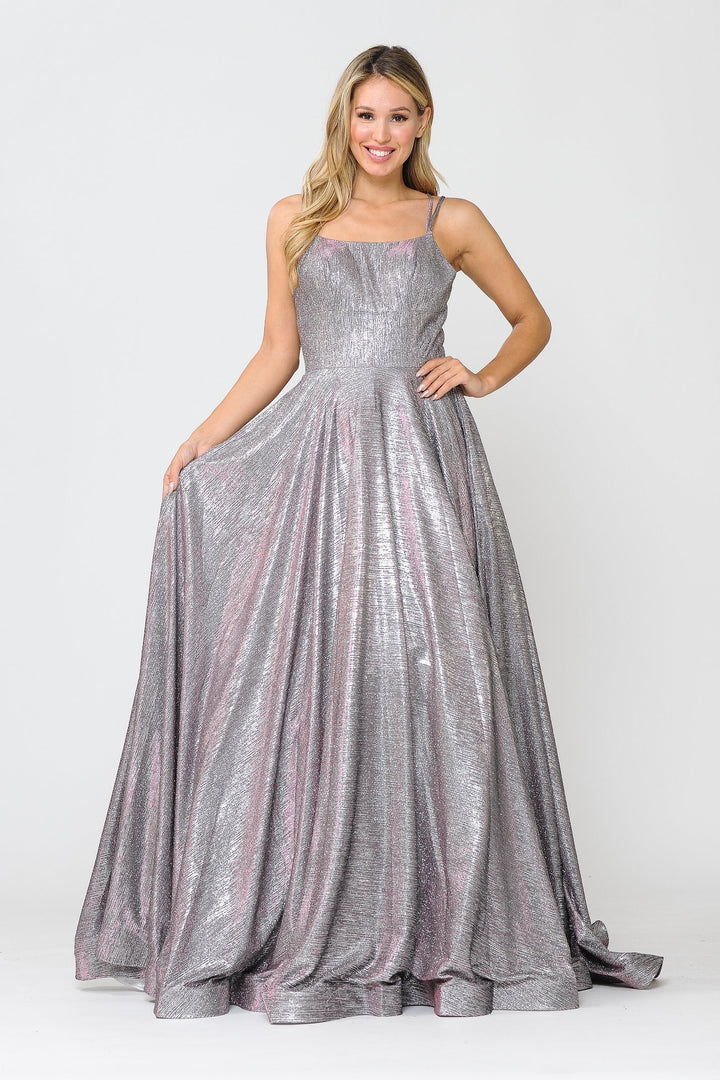 Long Foiled Glitter Dress with Strappy Back by Poly USA 8716