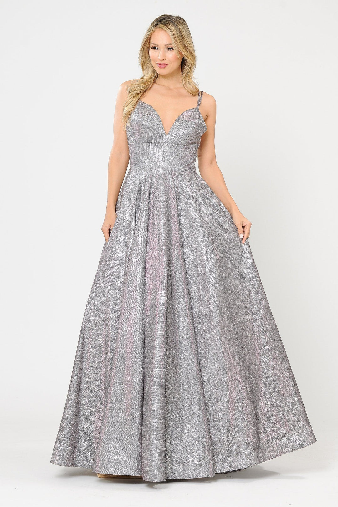 Long Foiled Glitter Sweetheart Dress by Poly USA 8714
