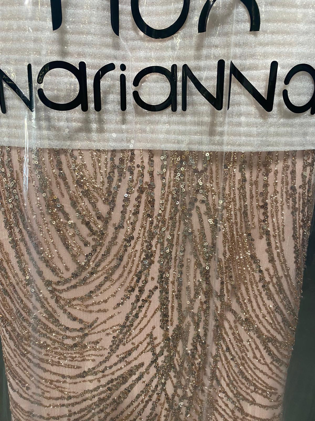 Long Glitter Dress with Corset Back by Nox Anabel T316