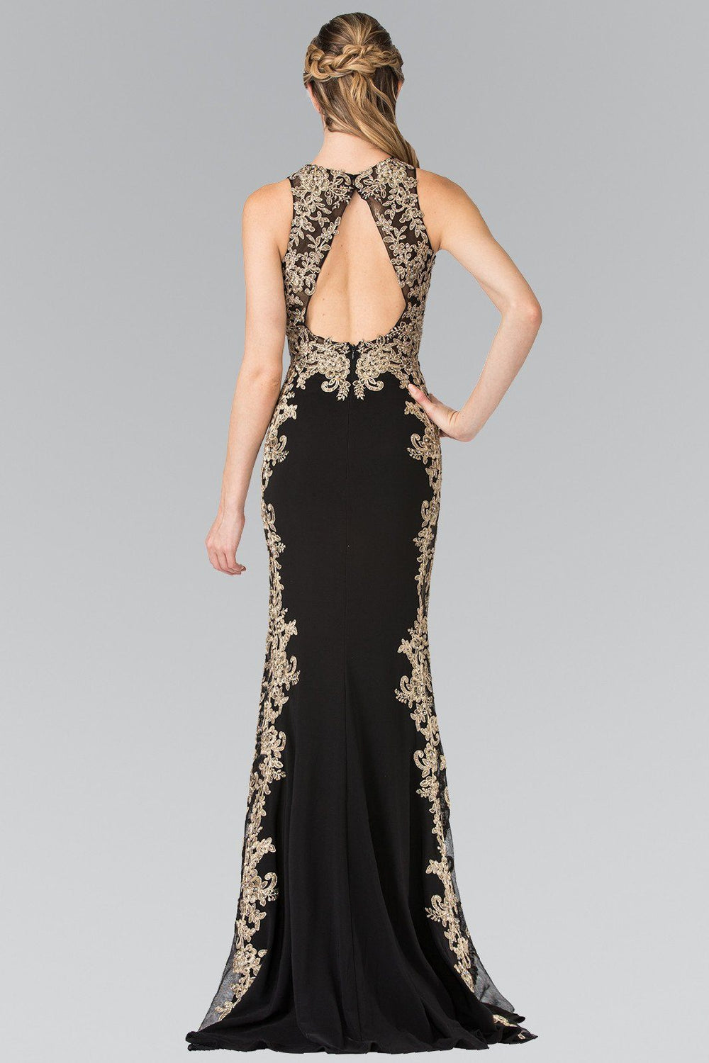 Long Illusion Dress with Open Back by Elizabeth K GL2320-Long Formal Dresses-ABC Fashion