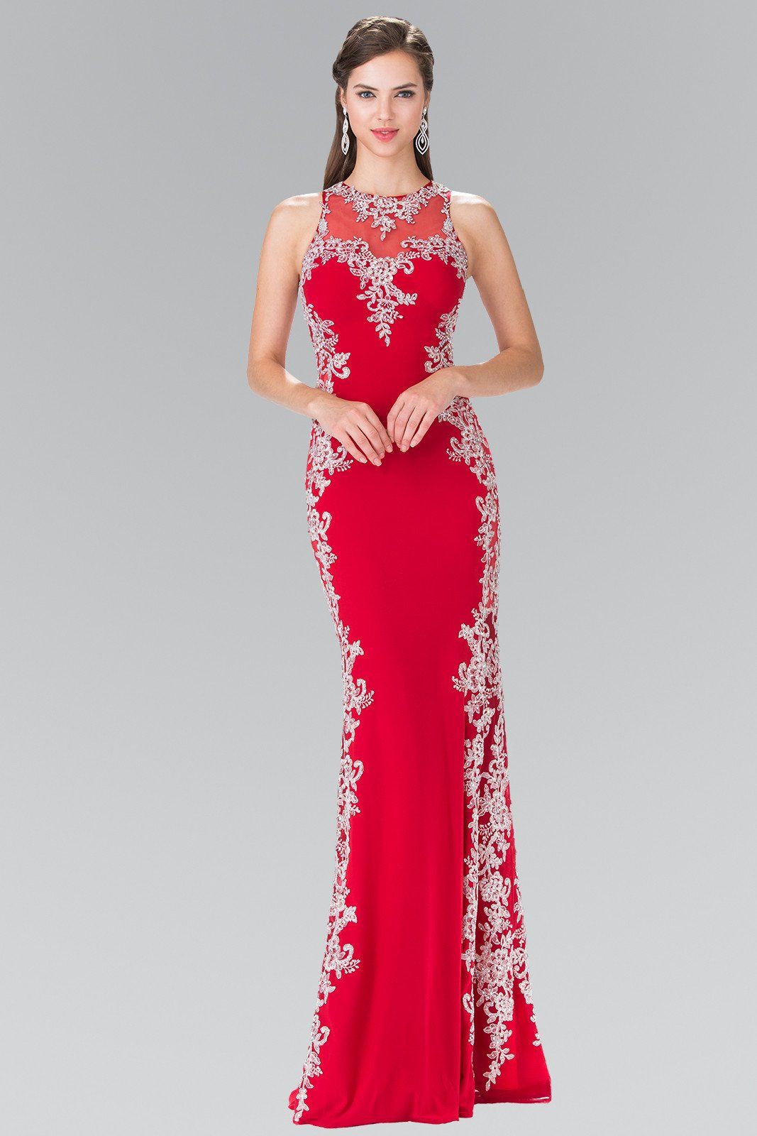 Long Illusion Dress with Open Back by Elizabeth K GL2320-Long Formal Dresses-ABC Fashion