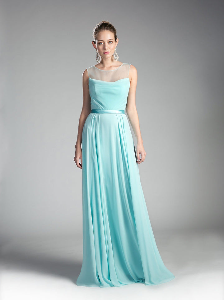 Long Illusion Sleeveless Dress by Cinderella Divine CJ236