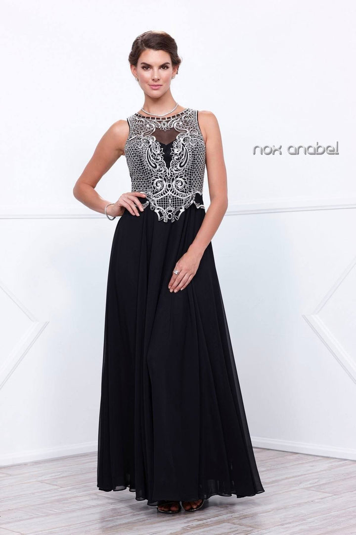 Long Lace Applique Dress with Jacket by Nox Anabel 5148-Long Formal Dresses-ABC Fashion