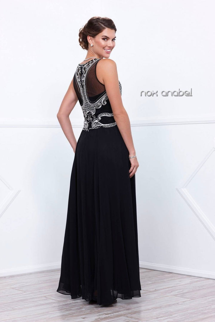 Long Lace Applique Dress with Jacket by Nox Anabel 5148-Long Formal Dresses-ABC Fashion