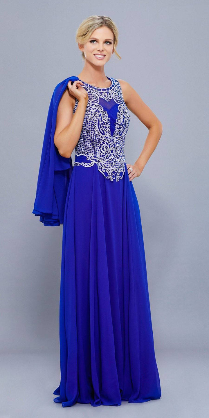 Long Lace Applique Dress with Jacket by Nox Anabel 5148-Long Formal Dresses-ABC Fashion