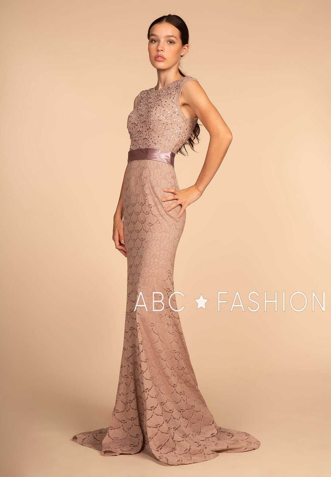 Long Mermaid Lace Dress with Jeweled Bodice by Elizabeth K GL2613-Long Formal Dresses-ABC Fashion