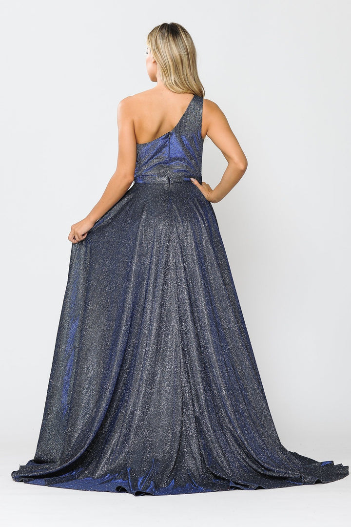 Long Metallic Glitter One Shoulder Dress by Poly USA 8430