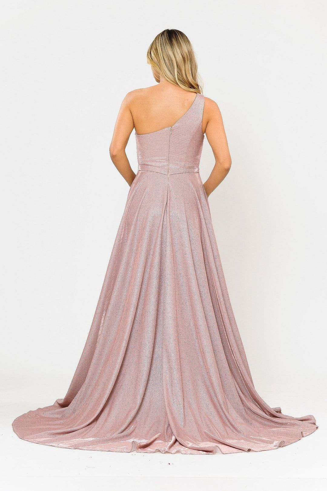 Long Metallic Glitter One Shoulder Dress by Poly USA 8430