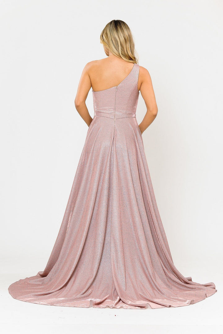 Long Metallic Glitter One Shoulder Dress by Poly USA 8430