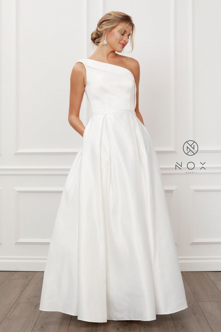 Long One Shoulder A-line Dress by Nox Anabel E469