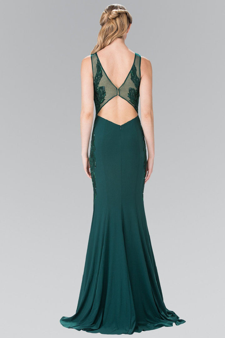 Long Open Back Dress with Side Embroidery by Elizabeth K GL2222-Long Formal Dresses-ABC Fashion