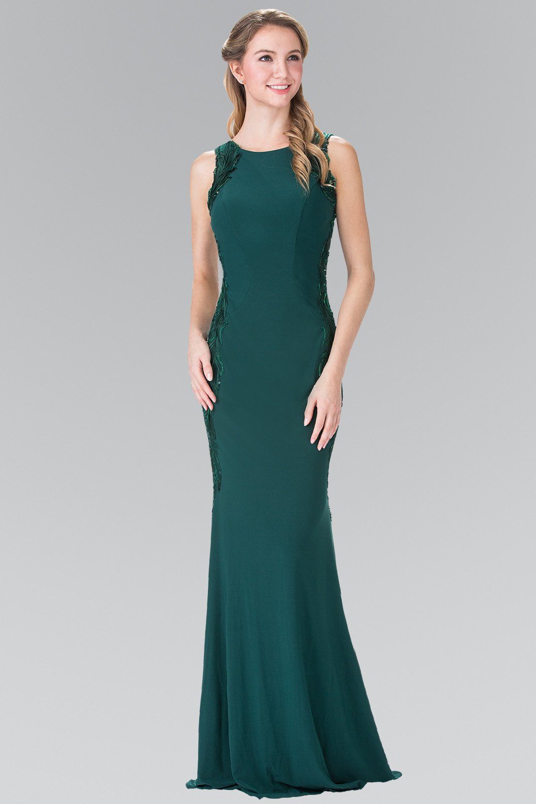 Long Open Back Dress with Side Embroidery by Elizabeth K GL2222-Long Formal Dresses-ABC Fashion