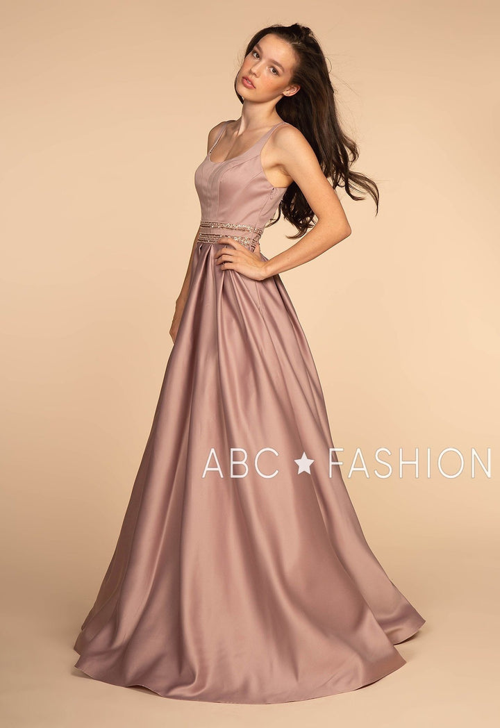 Long Scoop Neck Dress with Embroidered Sheer Back by Elizabeth K GL2531-Long Formal Dresses-ABC Fashion