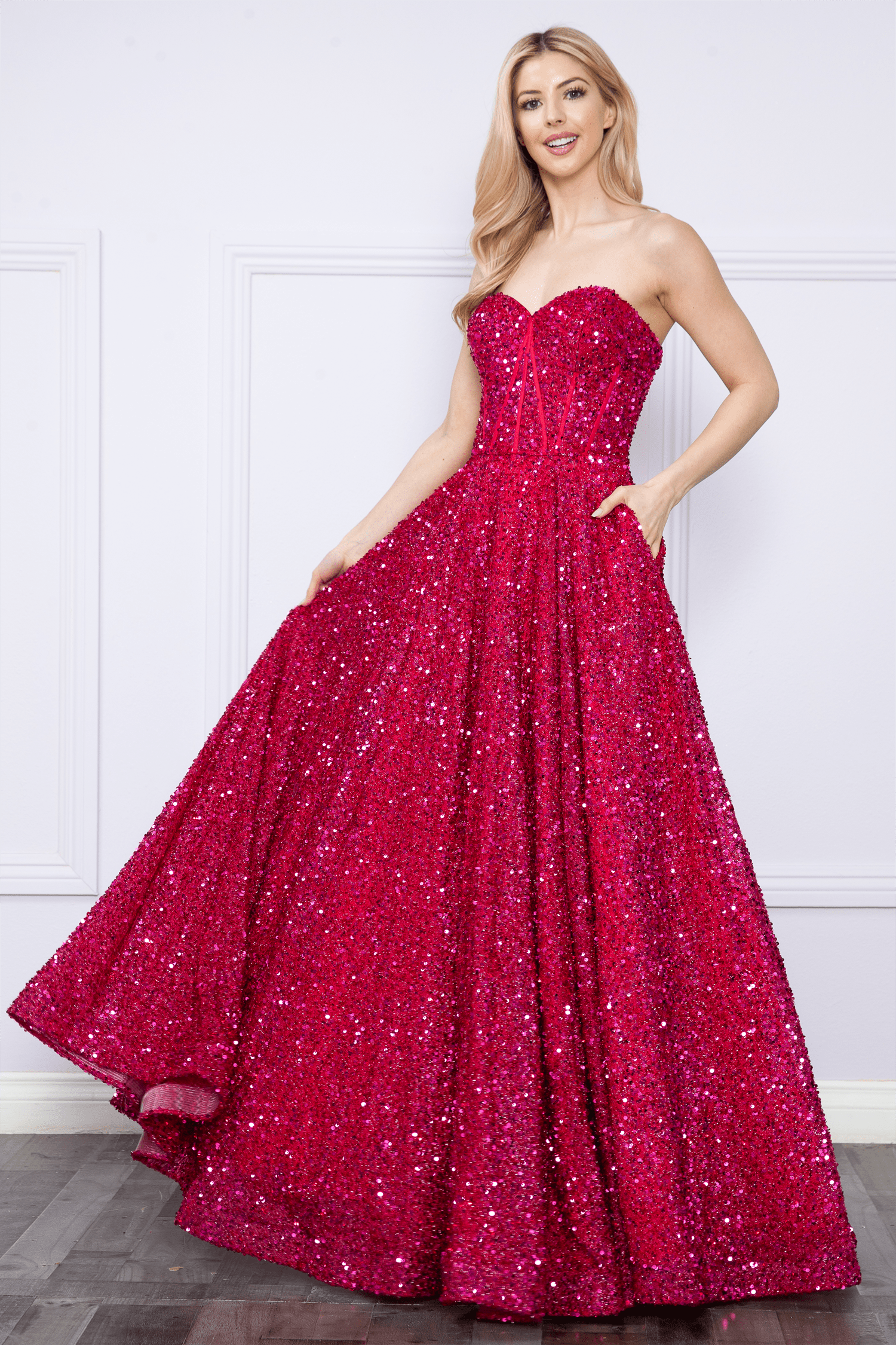 Long Sequin Sweetheart Dress by Poly USA 9152 – ABC Fashion