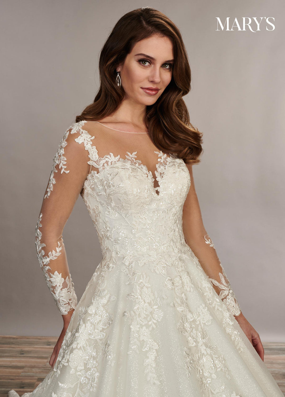 Long Sleeve Bridal Gown by Mary's Bridal MB3079