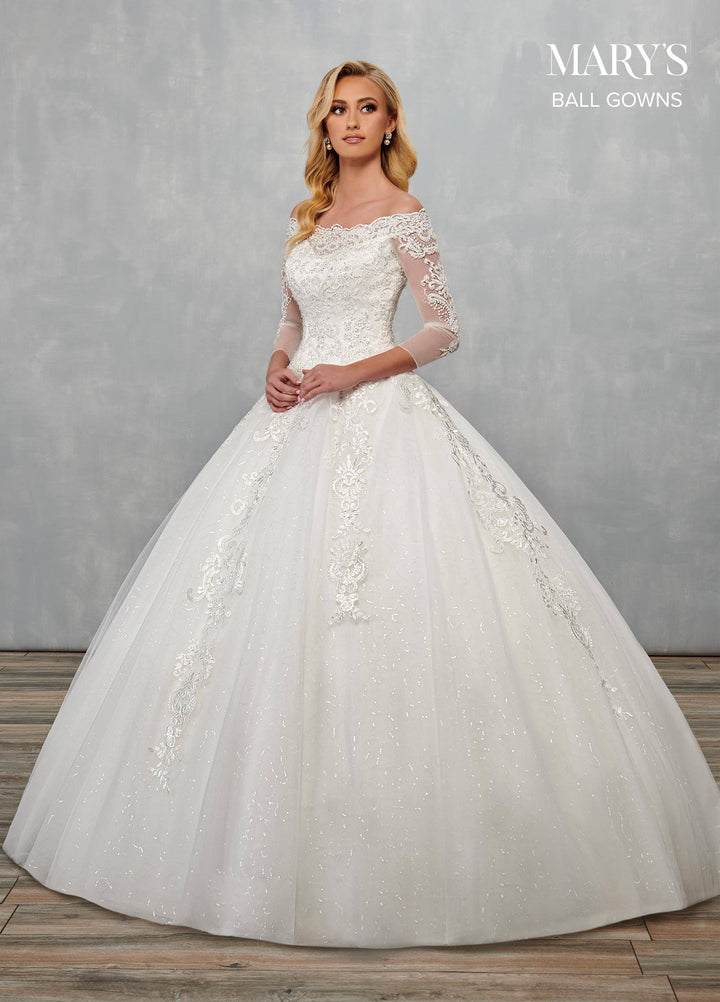 Long Sleeve Wedding Ball Gown by Mary's Bridal MB6072