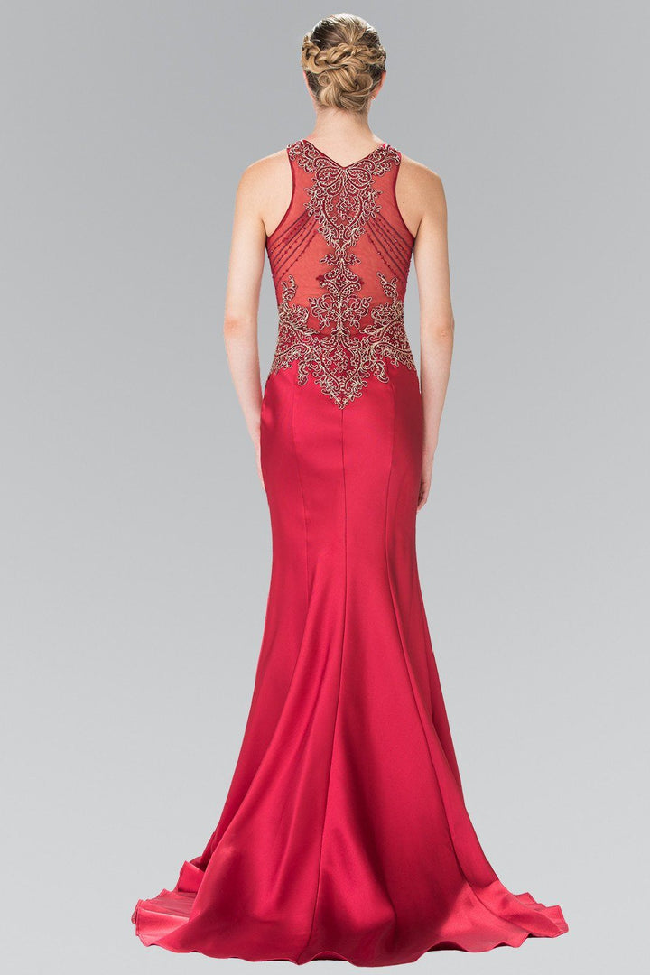 Long Sleeveless Beaded Illusion Dress by Elizabeth K GL2325-Long Formal Dresses-ABC Fashion