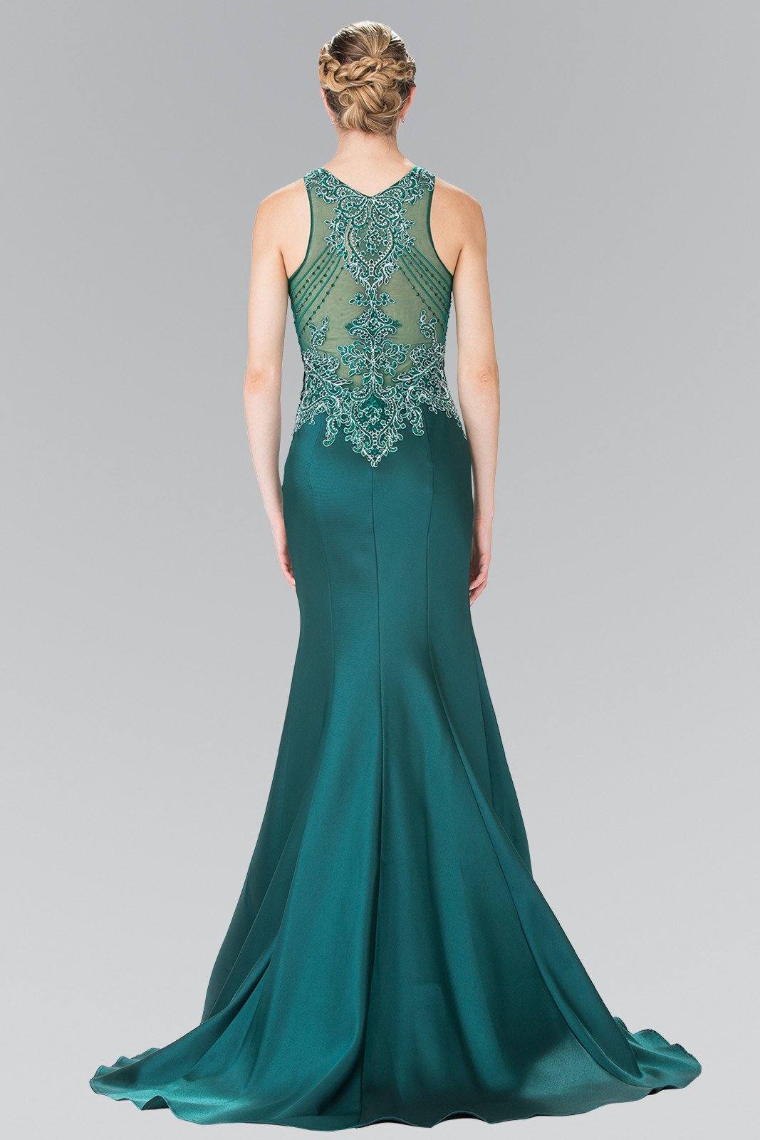 Long Sleeveless Beaded Illusion Dress by Elizabeth K GL2325-Long Formal Dresses-ABC Fashion
