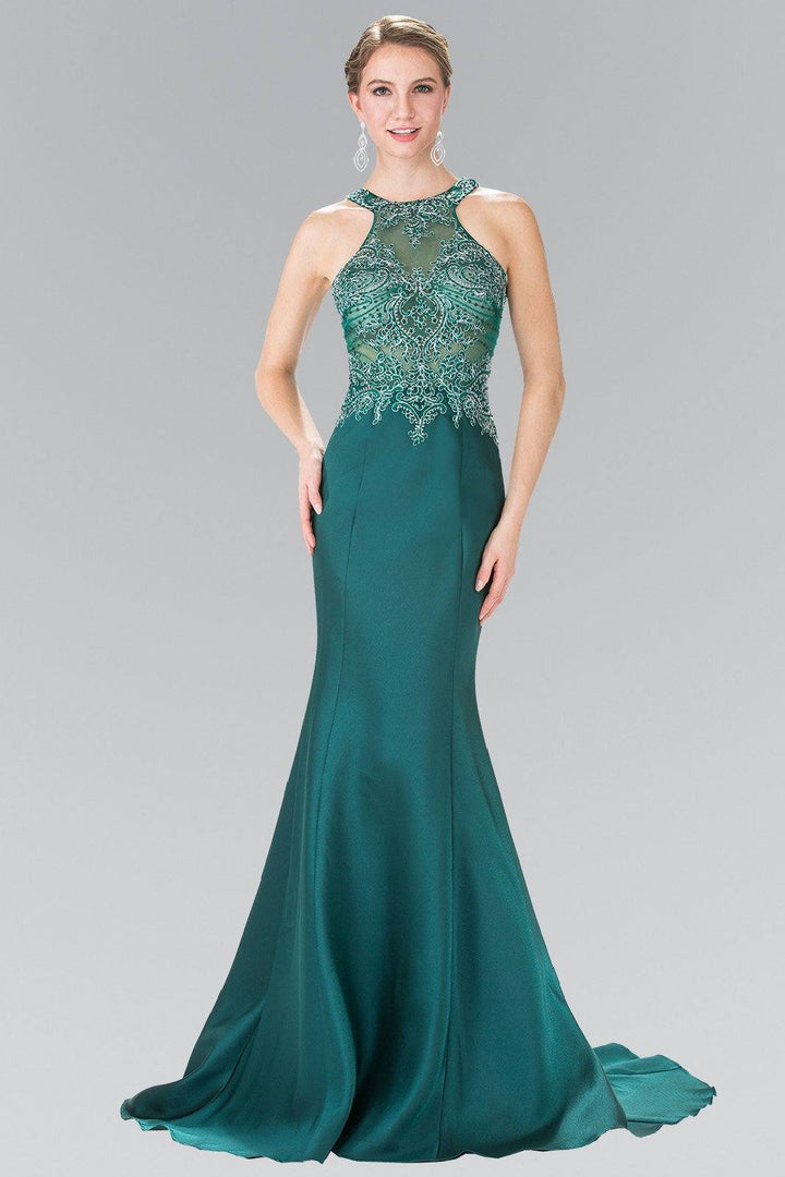 Long Sleeveless Beaded Illusion Dress by Elizabeth K GL2325-Long Formal Dresses-ABC Fashion