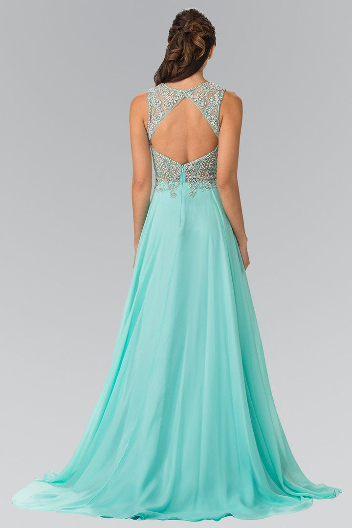 Long Sleeveless Beaded Illusion Dress by Elizabeth K GL2343-Long Formal Dresses-ABC Fashion