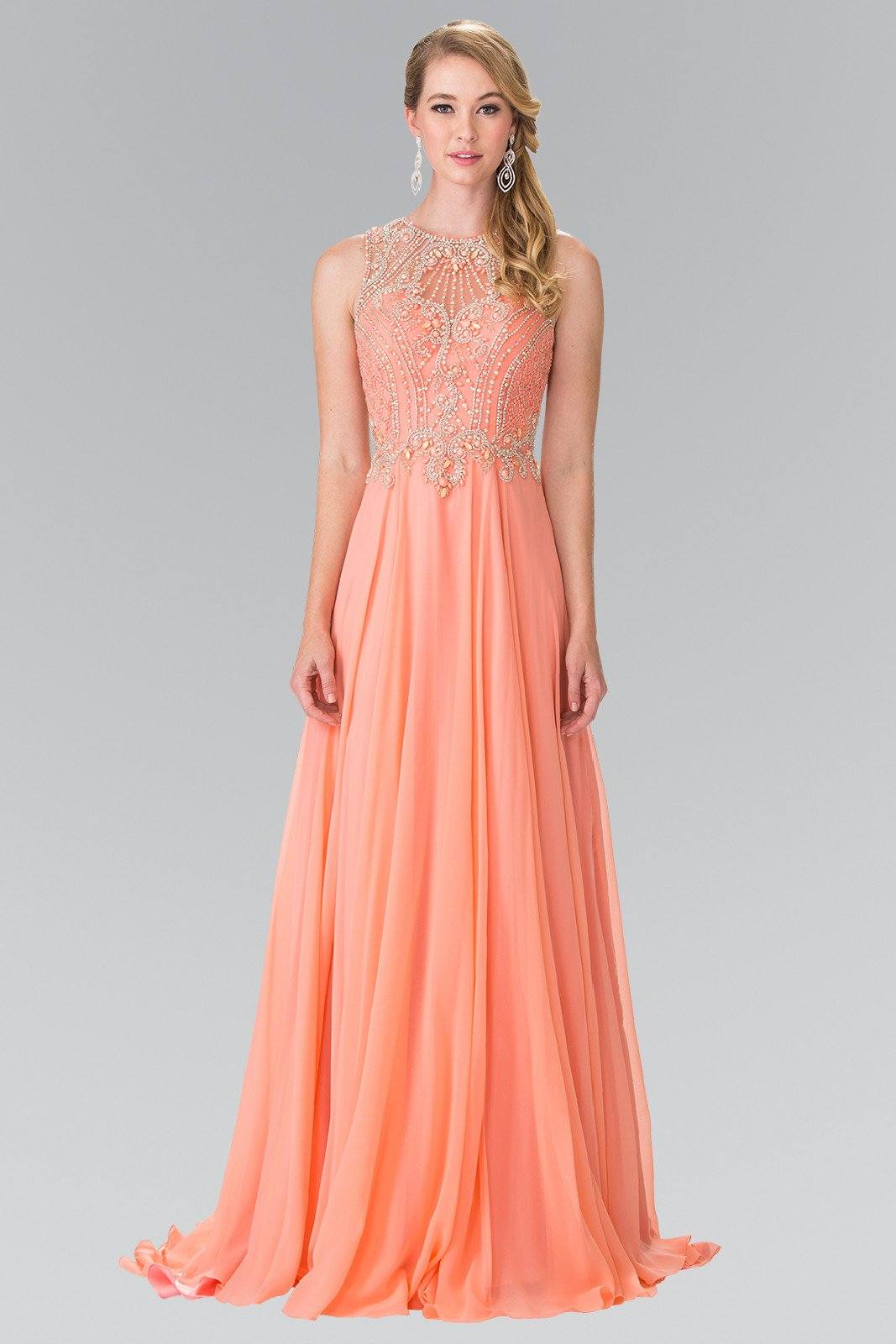 Elizabeth K GL2343 Prom Dress - Coral | NewYorkDress Elizabeth K GL2343 Prom Dress - Coral | NewYorkDress