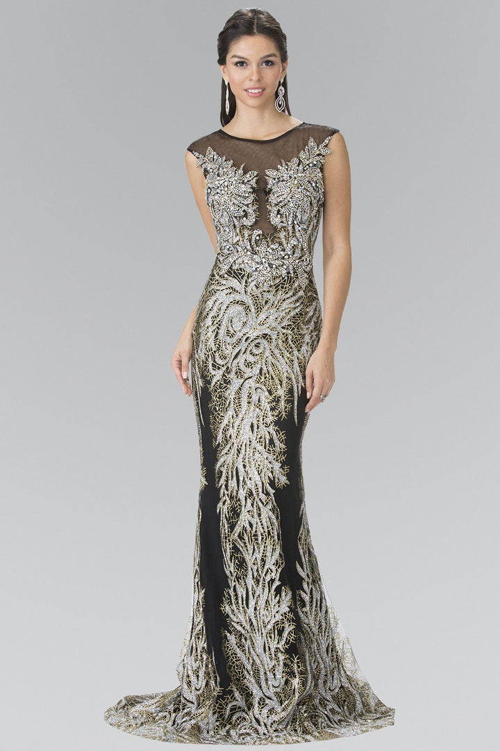 Long Sleeveless Dress with Beaded Vine Design by Elizabeth K GL2336-Long Formal Dresses-ABC Fashion