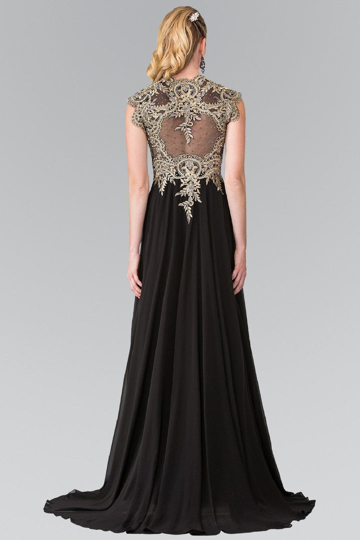 Long Sleeveless Dress with Gold Applique by Elizabeth K GL2229-Long Formal Dresses-ABC Fashion