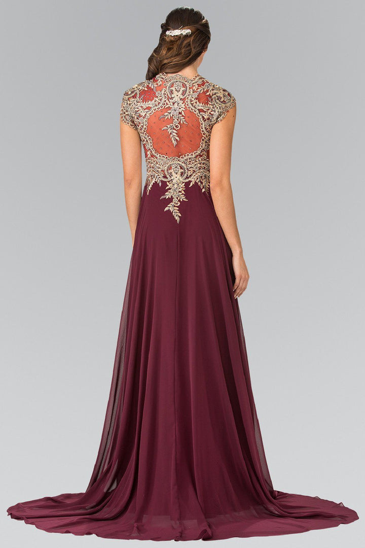 Long Sleeveless Dress with Gold Applique by Elizabeth K GL2229-Long Formal Dresses-ABC Fashion