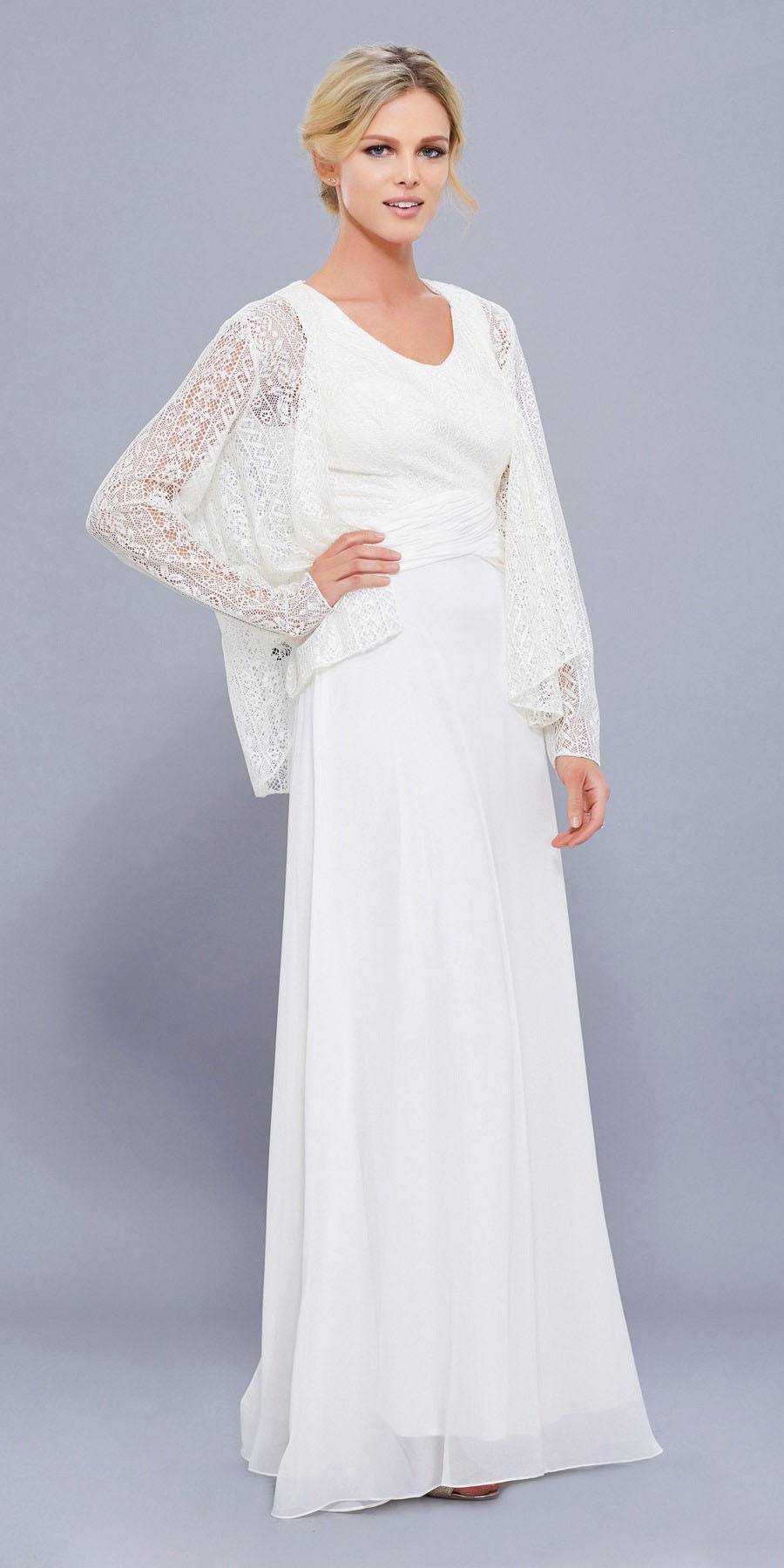 Long Sleeveless Dress with Lace Jacket by Nox Anabel 5138-Long Formal Dresses-ABC Fashion