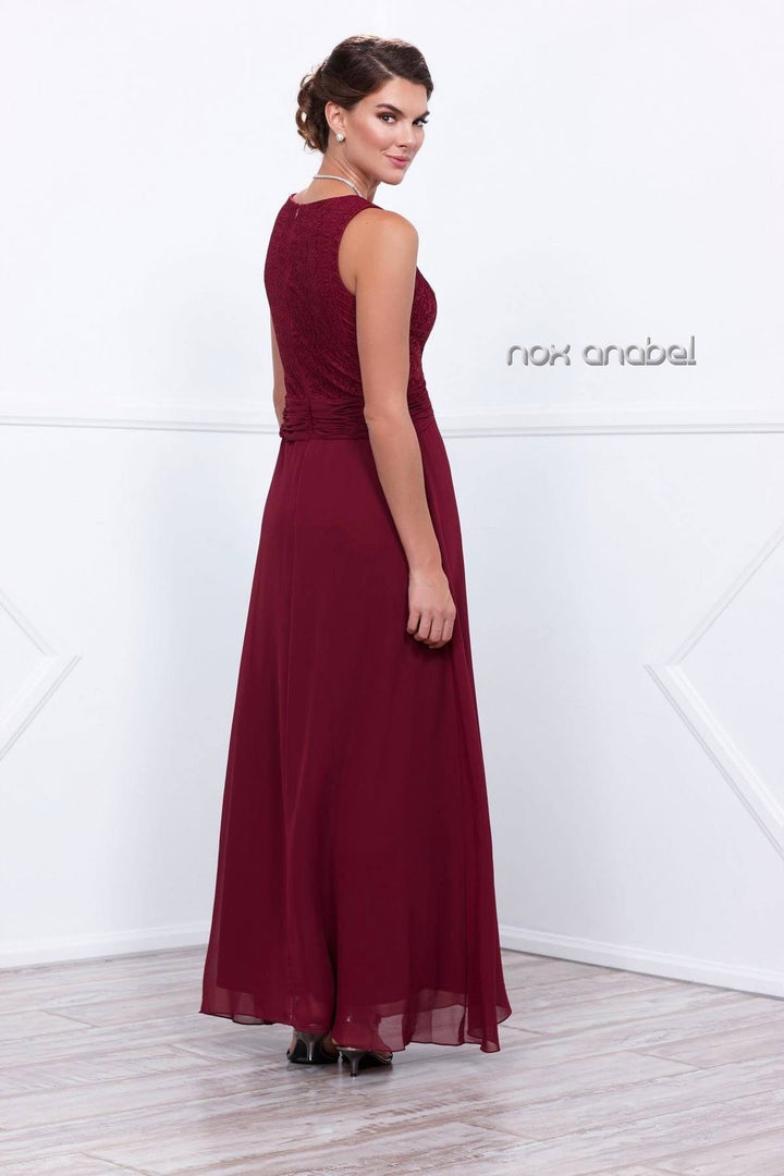 Long Sleeveless Dress with Lace Jacket by Nox Anabel 5138-Long Formal Dresses-ABC Fashion