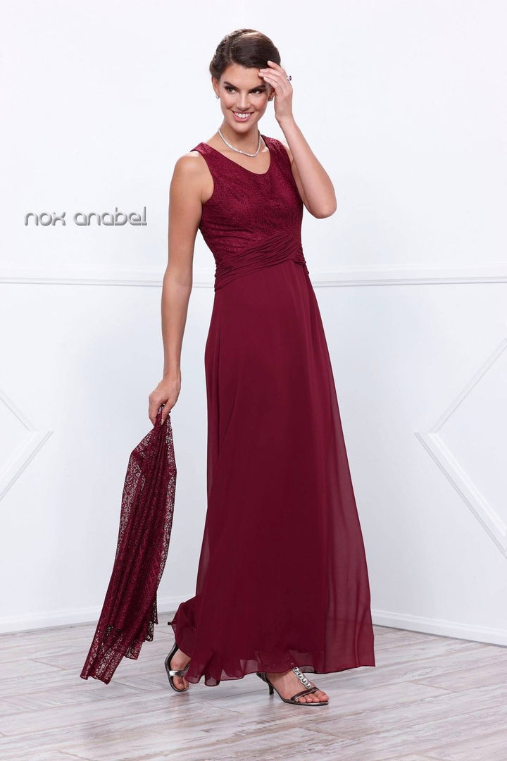 Long Sleeveless Dress with Lace Jacket by Nox Anabel 5138-Long Formal Dresses-ABC Fashion