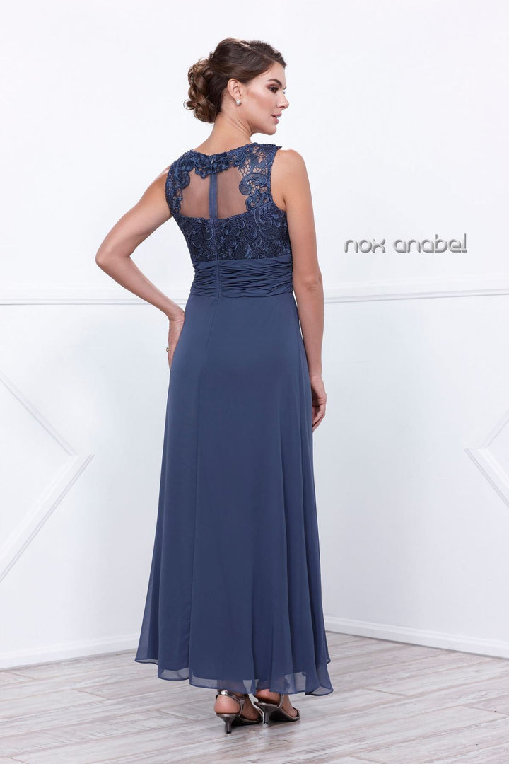 Long Sleeveless Illusion Lace Dress with Jacket by Nox Anabel 5107-Long Formal Dresses-ABC Fashion