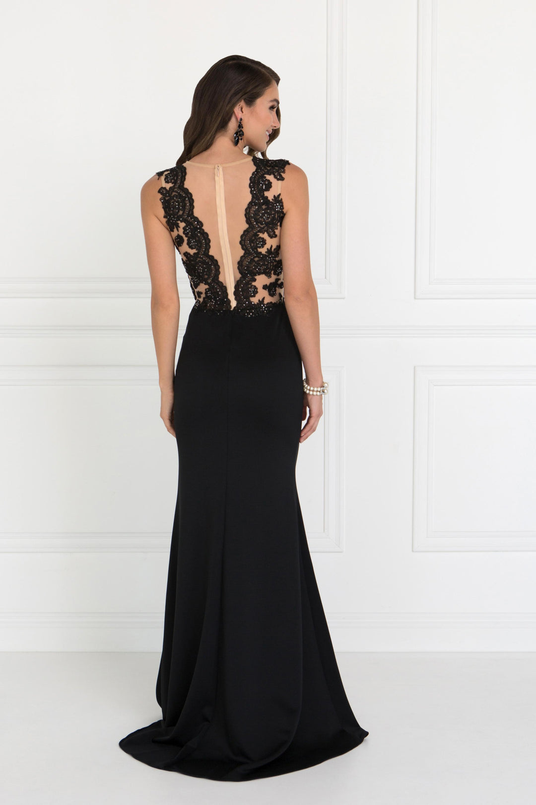 Long Sleeveless Lace Embellished Dress by Elizabeth K GL2286-Long Formal Dresses-ABC Fashion