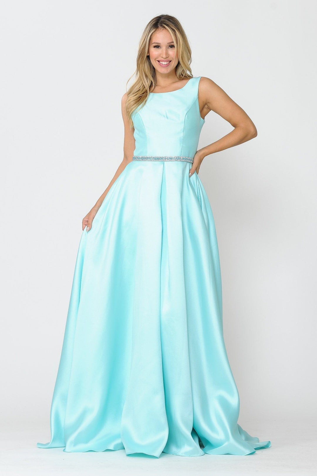 Long Sleeveless Mikado Dress by Poly USA 8678
