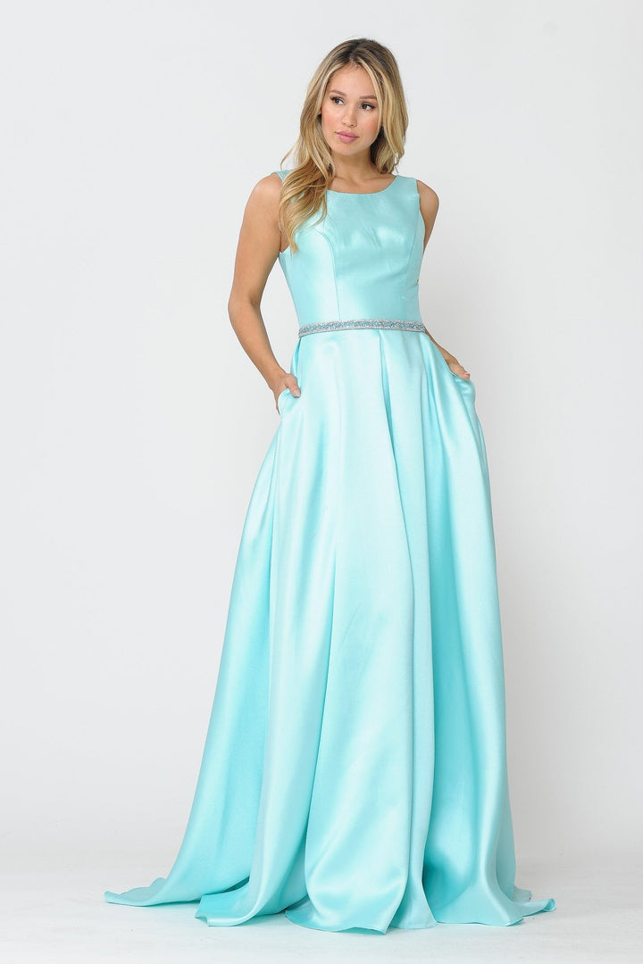 Long Sleeveless Mikado Dress by Poly USA 8678