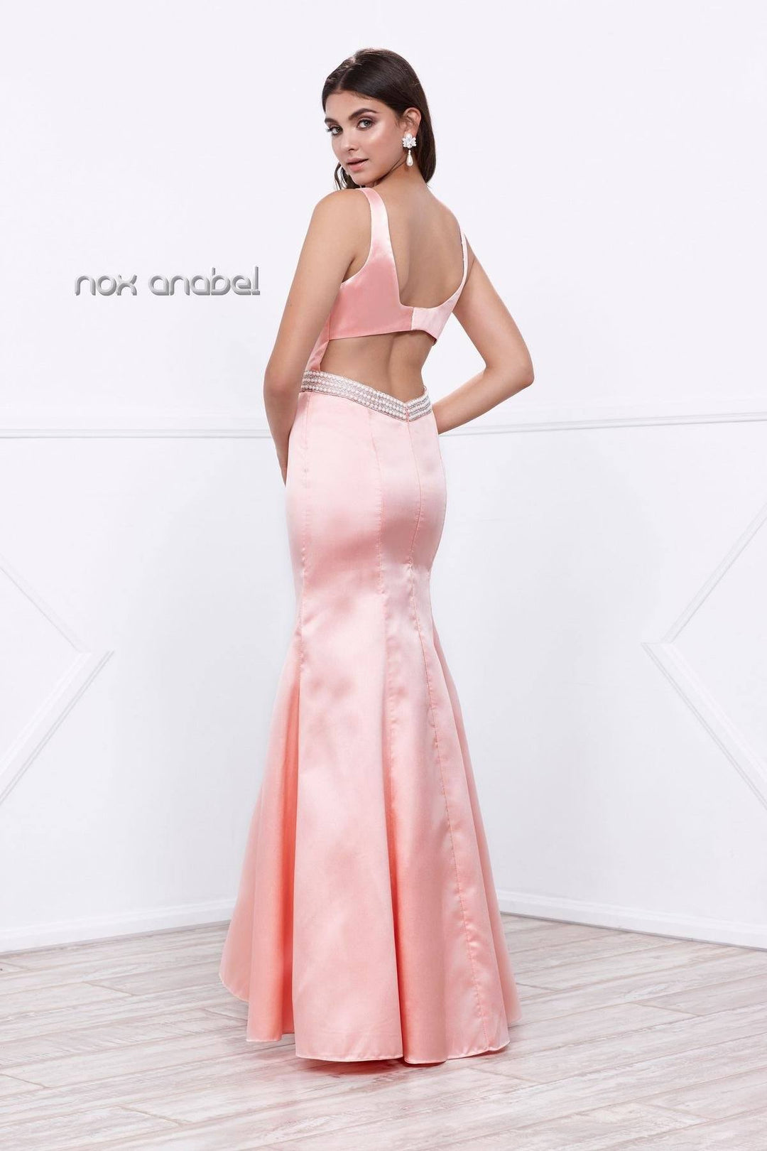 Long Sleeveless Open-Back Mermaid Dress by Nox Anabel 8320-Long Formal Dresses-ABC Fashion