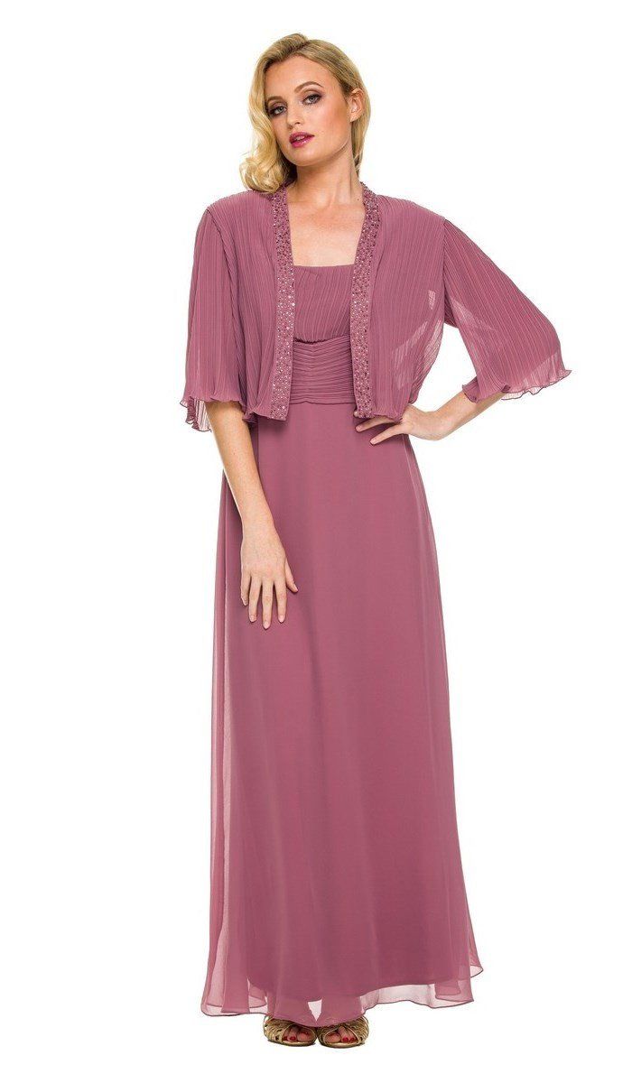 Long Sleeveless Ruched Bodice Dress with Jacket by Nox Anabel 5099-Long Formal Dresses-ABC Fashion