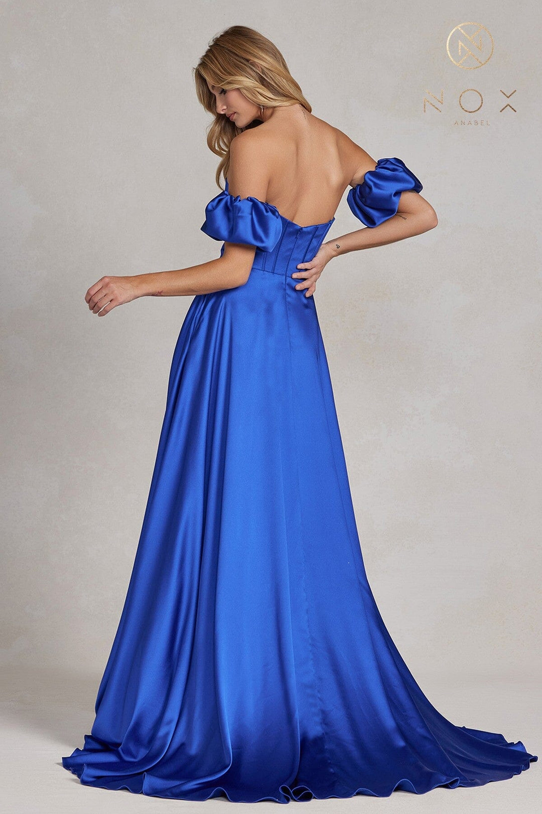 Long Strapless A-line Slit Dress by Nox Anabel K1122