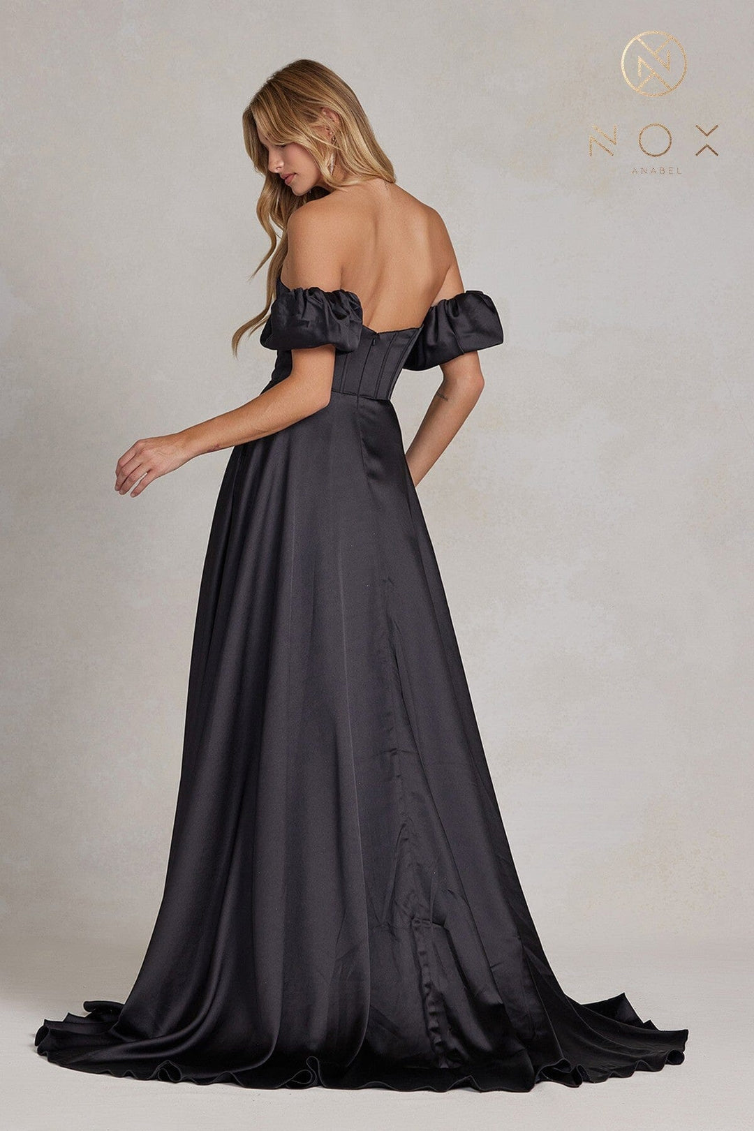 Long Strapless A-line Slit Dress by Nox Anabel K1122