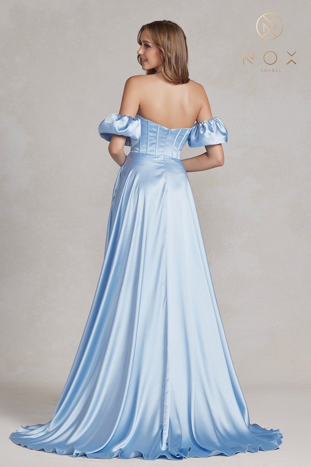 Long Strapless A-line Slit Dress by Nox Anabel K1122