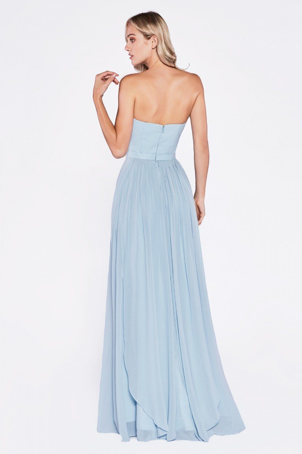 Long Strapless Chiffon A-line Dress by Cinderella Divine C7460-Long Formal Dresses-ABC Fashion