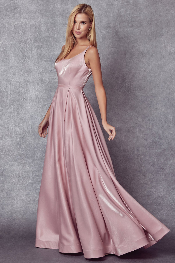 Long Strappy Back Shimmer Dress by Juliet 244