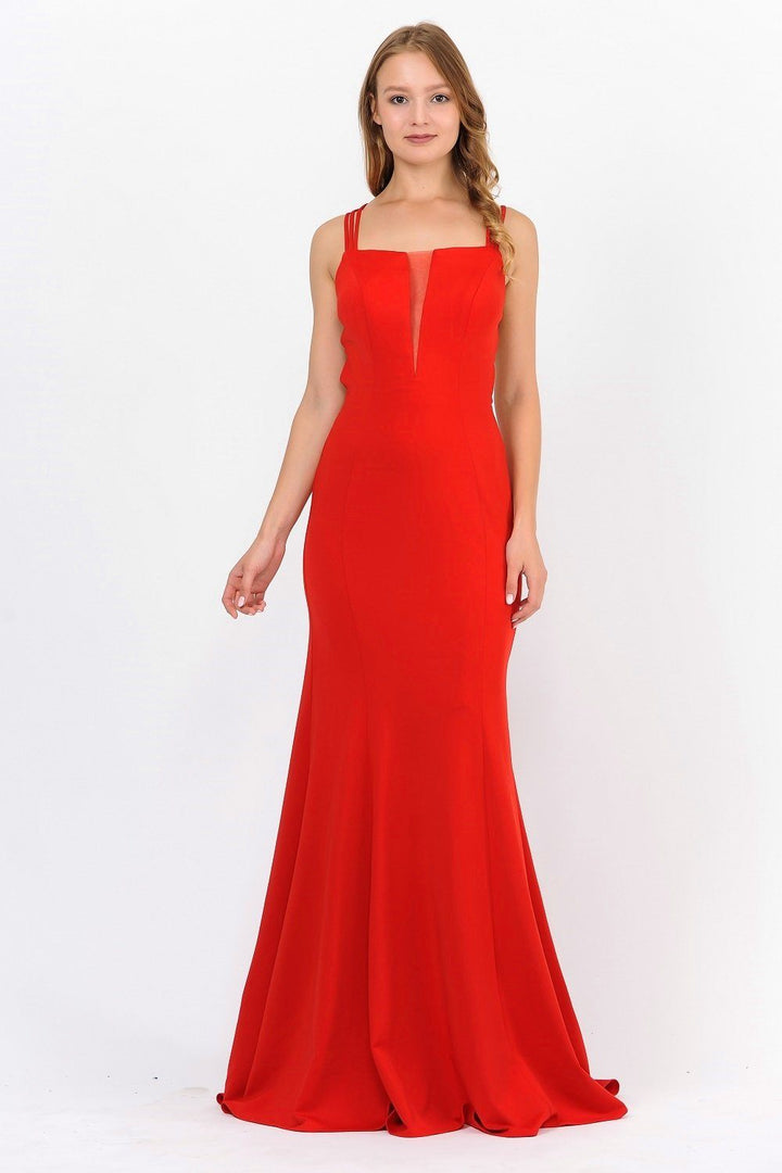 Long Strappy Open Back Dress with Illusion Panel by Poly USA 8468-Long Formal Dresses-ABC Fashion
