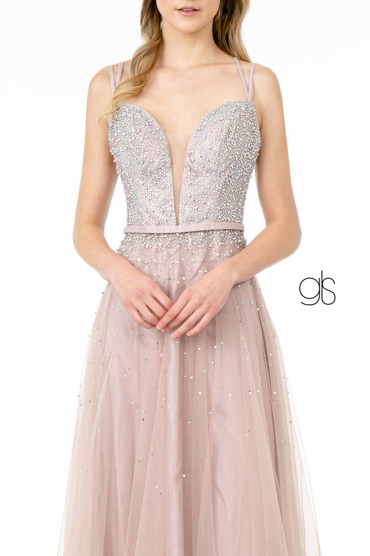 Long Sweetheart Dress with Beaded Bodice by Elizabeth K GL2892