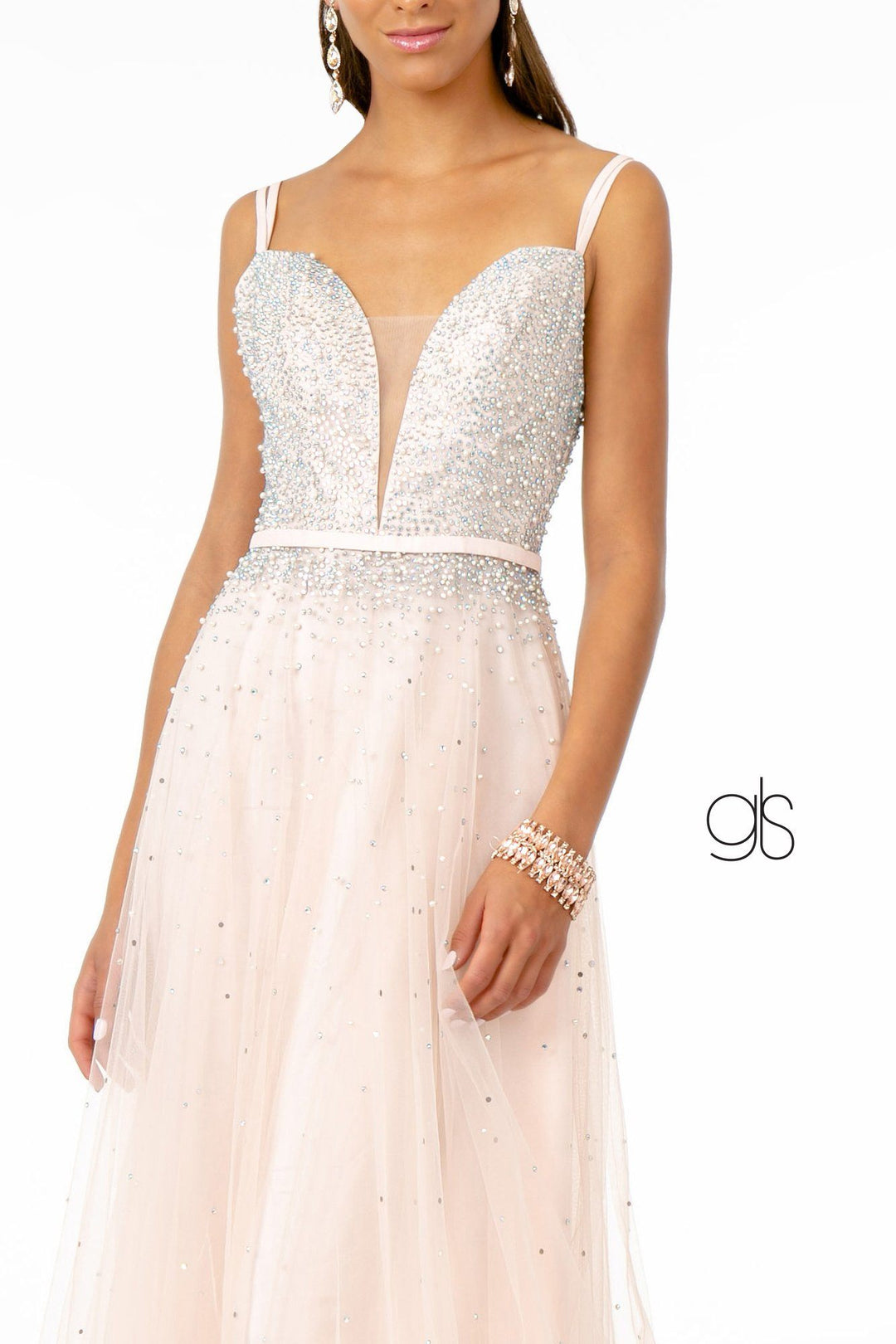 Long Sweetheart Dress with Beaded Bodice by Elizabeth K GL2892