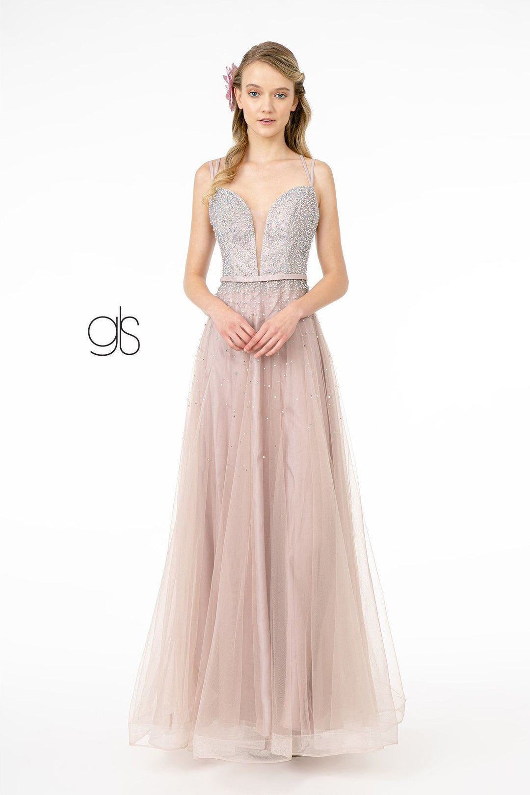 Long Sweetheart Dress with Beaded Bodice by Elizabeth K GL2892