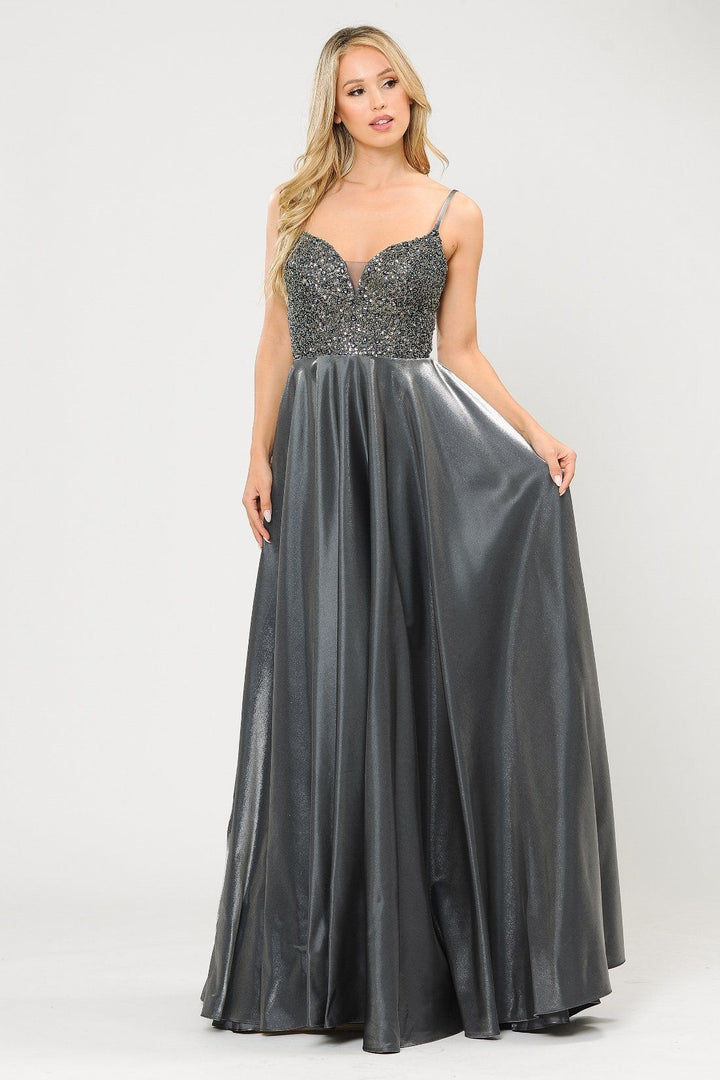 Long Sweetheart Dress with Beaded Bodice by Poly USA 8674