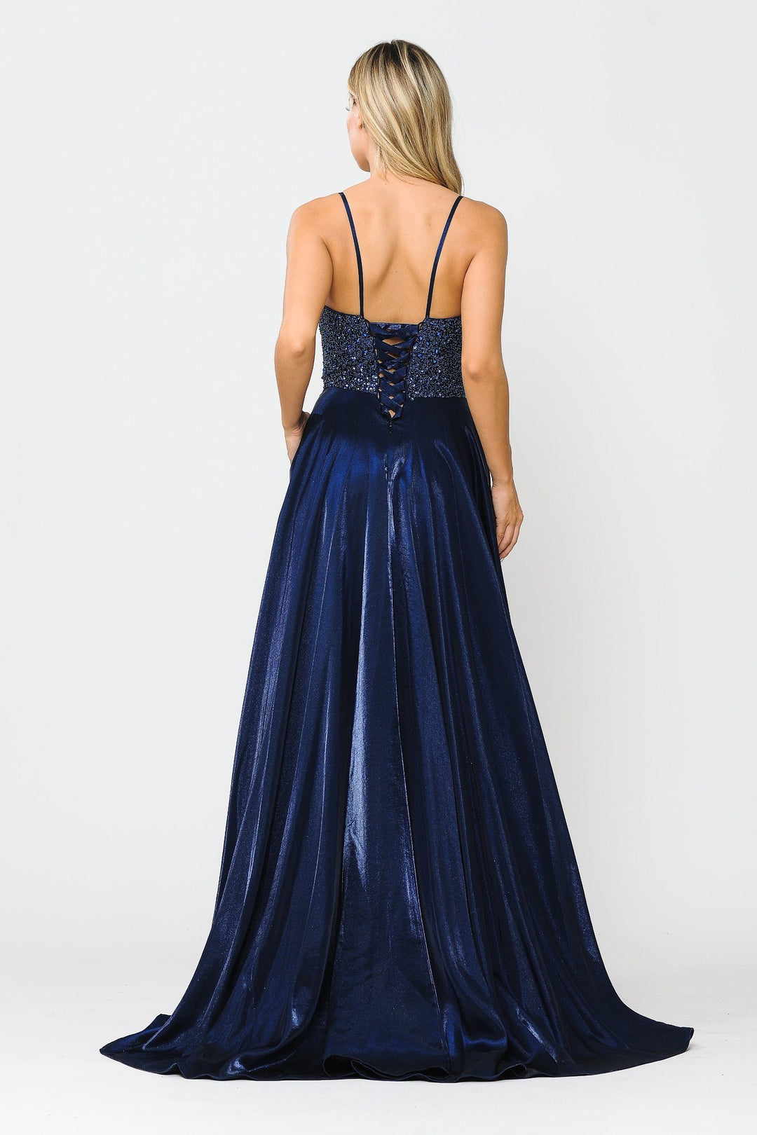 Long Sweetheart Dress with Beaded Bodice by Poly USA 8674