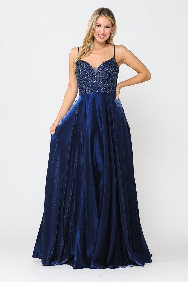 Long Sweetheart Dress with Beaded Bodice by Poly USA 8674