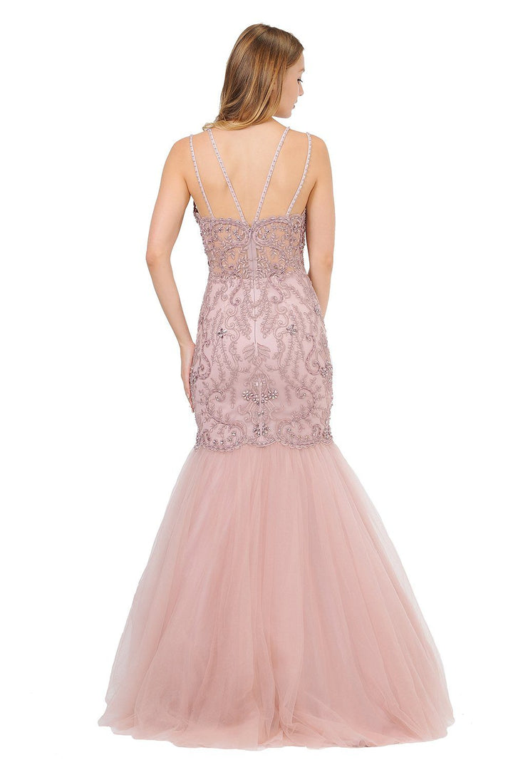 Long Trumpet Dress with Embellished Bodice by Poly USA 8352-Long Formal Dresses-ABC Fashion
